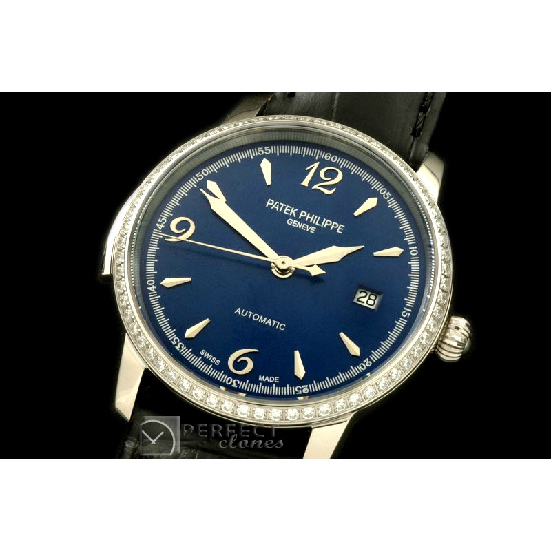 PP00702D Calastrava Automatic SS/LE Black Num Asian 2824