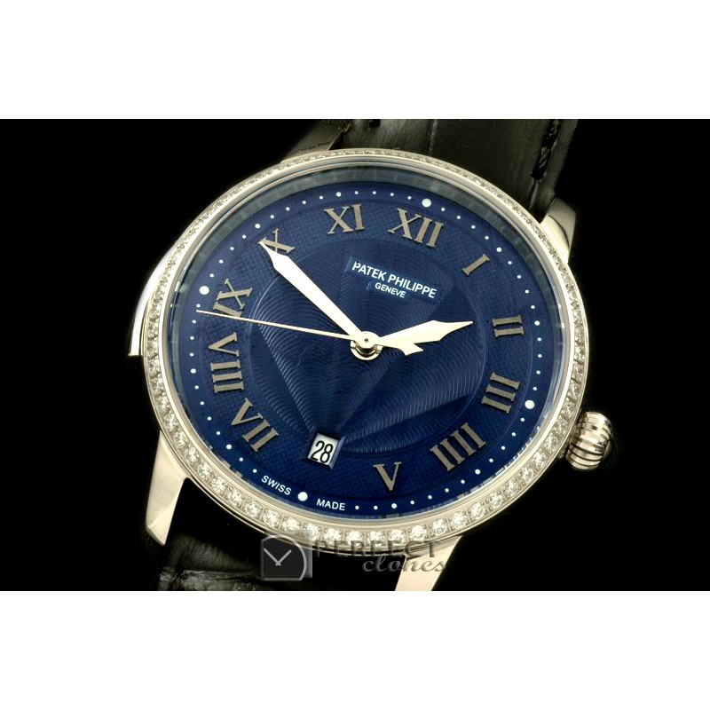 PP00707D Calastrava Automatic SS/LE Black Roman Asian 2824