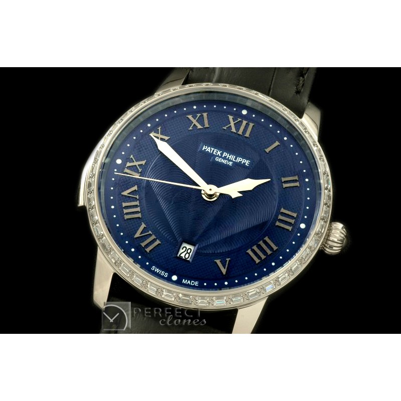 PP00707D2 Calastrava Automatic SS/LE Black Roman Asian 2824