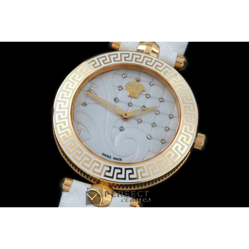 VE00011 Medusa Vanitas Ladies YG/RU White Swiss Quartz