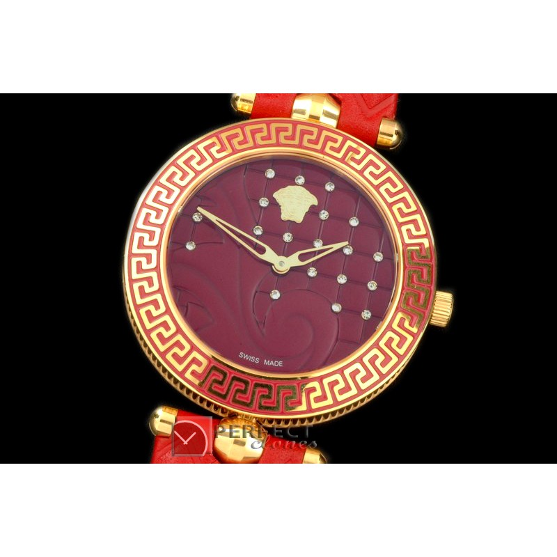 VE00013 Medusa Vanitas Ladies YG/RU Maroon Swiss Quartz