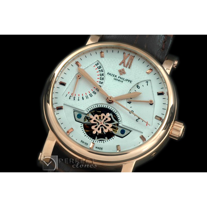 VC00256 Matle Tourbillon Calender RG/LE White Asian Auto 2813
