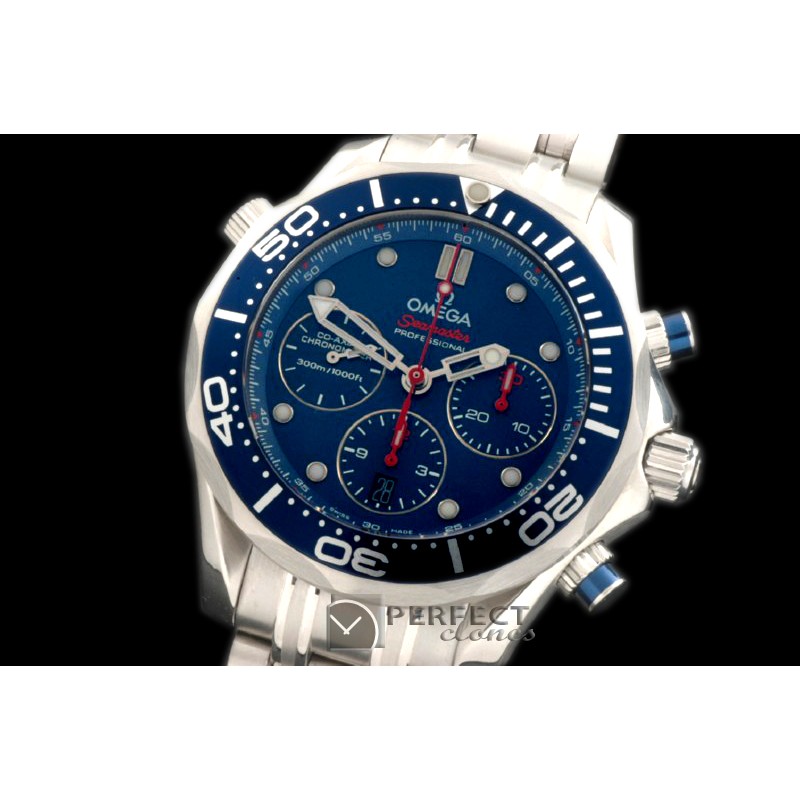 OM300M-404 Seamaster Pro 300M Chrono SS/SS Blue A-7753
