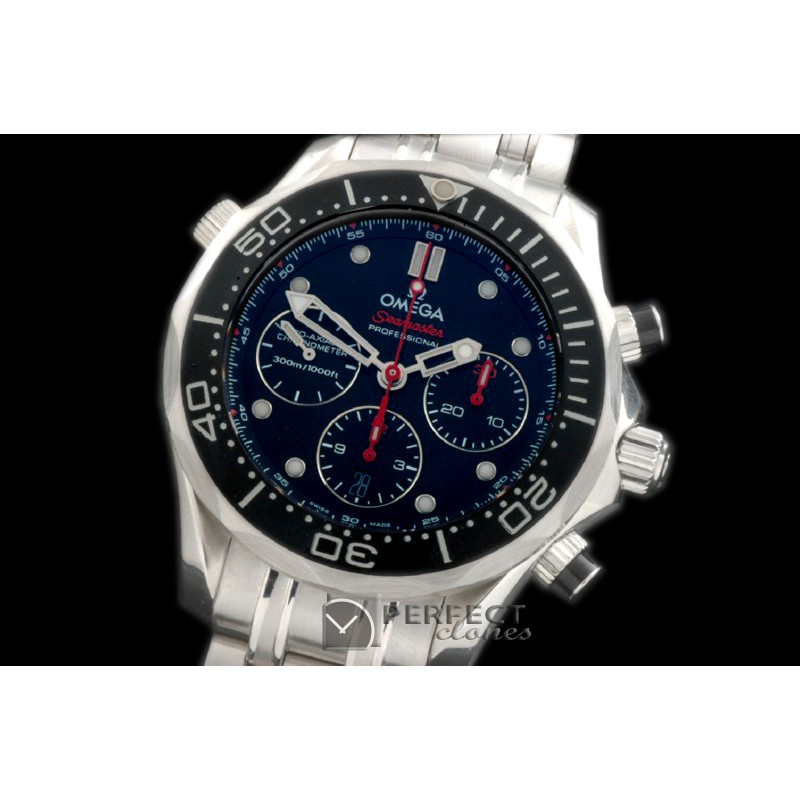 OM300M-401 Seamaster Pro 300M Chrono SS/SS Blk/Blk A-7753