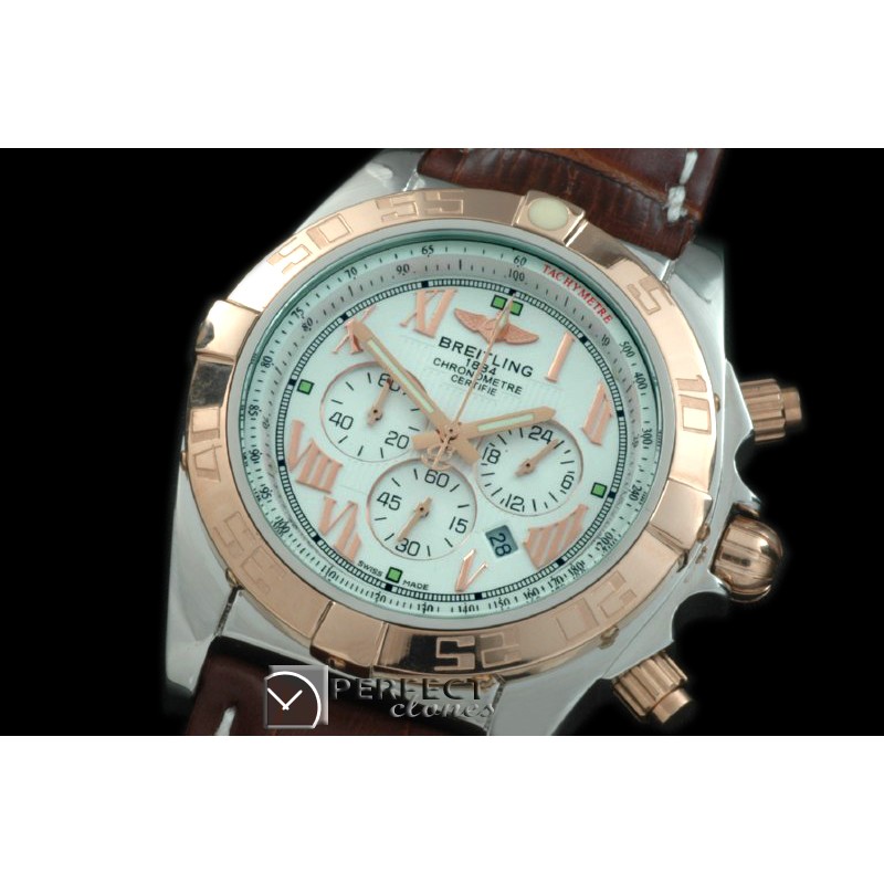 BLB01-30016L Chronomat B01 SS/YG/LE White Roman Jap OS2Qtz