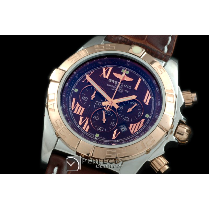 BLB01-30019L Chronomat B01 SS/YG/LE Brown Roman Jap OS2Qtz