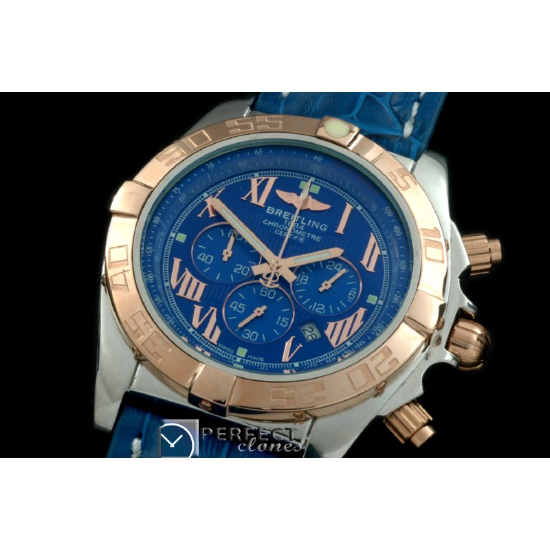 BLB01-30018L Chronomat B01 SS/YG/LE Blue Roman Jap OS2Qtz