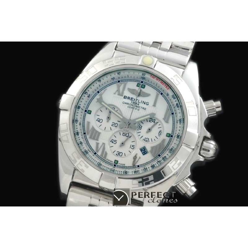 BLB01-30006S Chronomat B01 SS/SS White Roman Jap OS2Qtz