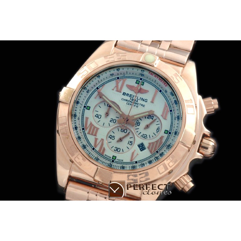 BLB01-30046S Chronomat B01 RG/RG White Roman Jap OS2Qtz