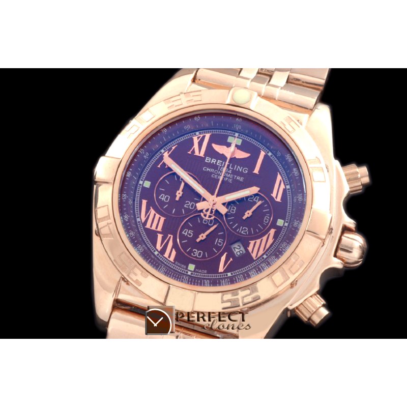 BLB01-30049S Chronomat B01 RG/RG Brown Roman Jap OS2Qtz