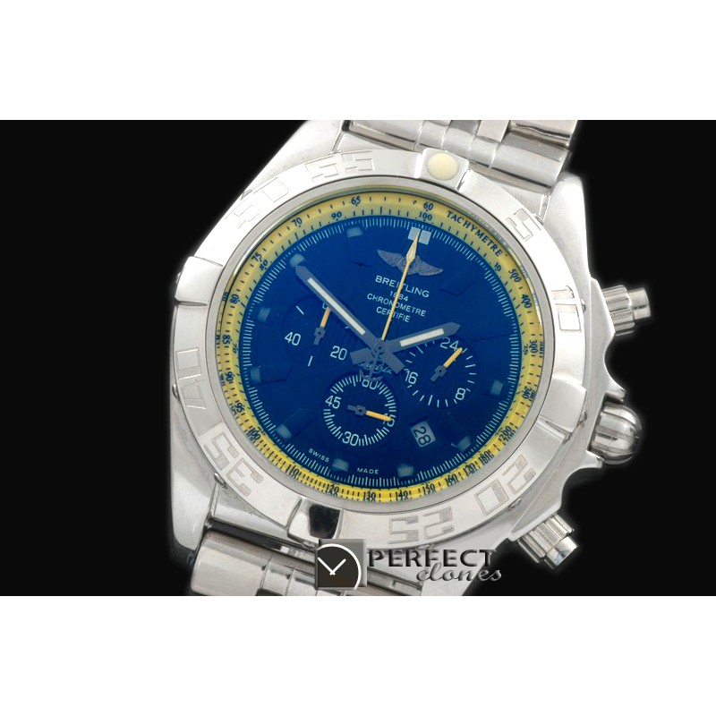 BLB01-40001S Chronomat B01 SS/SS Blue/Yellow Stick Jap OS2Qtz