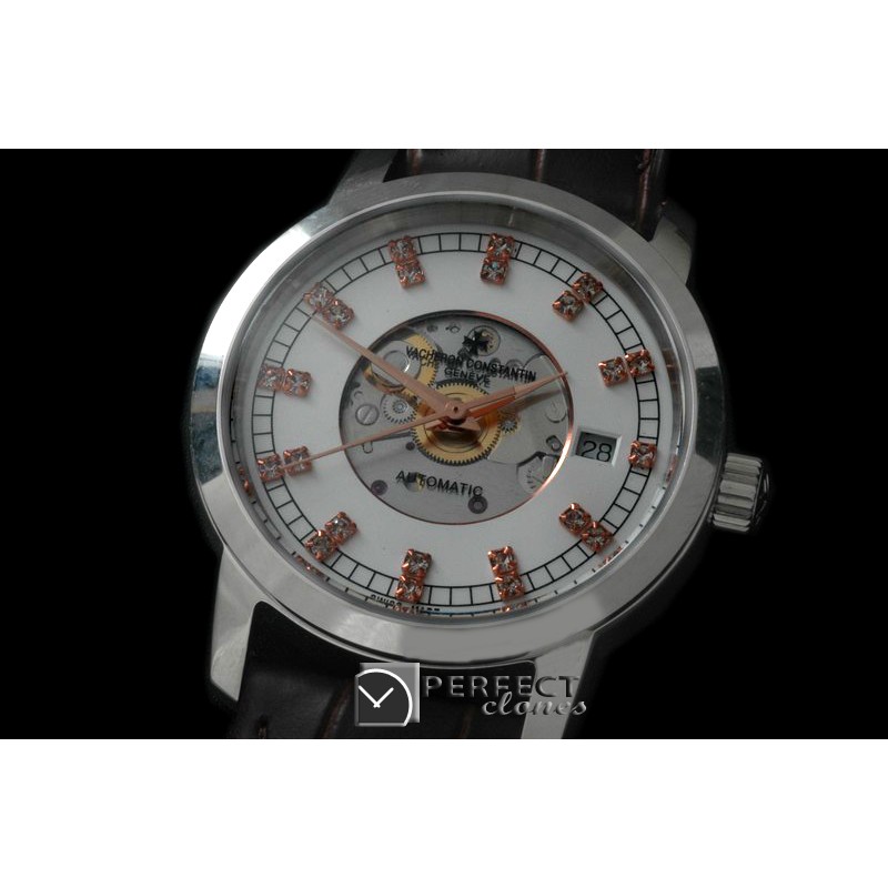 VC00507 Matte Skeleton Automatic SS/LE White Asian Eta 2824