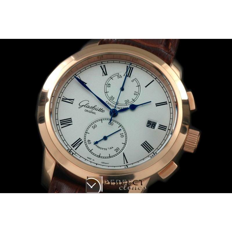GL00076 Senator Chrono RG/LE White OS2Quartz