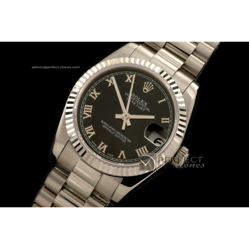 RDJmS10163 SS Pres Black Roman Swiss Eta 2836-2