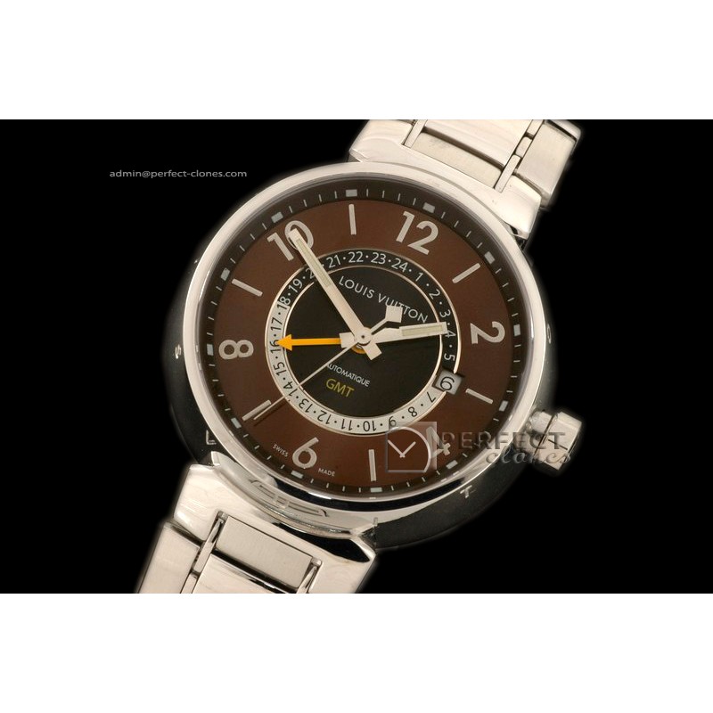 LV00102 Ladies Tambour GMT SS/SS Brown Jap Quartz C/w Boxset