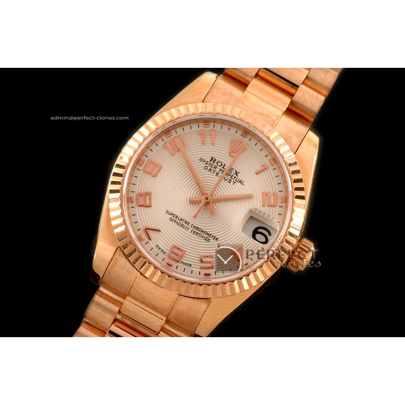 RDJmR10141 RG Pres Sunray White Numeral Swiss Eta 2836-2