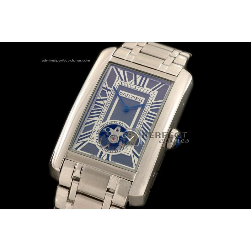 CARTA10002 Tank American Tourbillon SS/SS Black Asian 21J