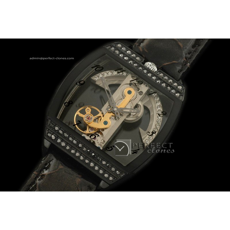 COGB10013 Golden Bridge PVD Blk/Diam/LE Asian Auto 2813 Skeleton
