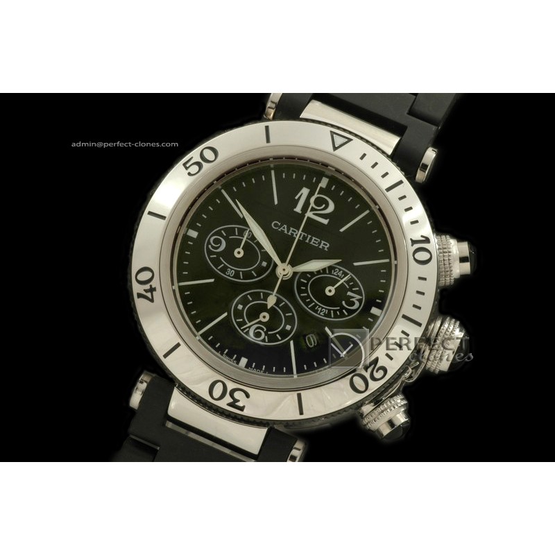 CARPS01101 Pasha Seatimer Chrono SS/RU Black Jap Quartz Chrono