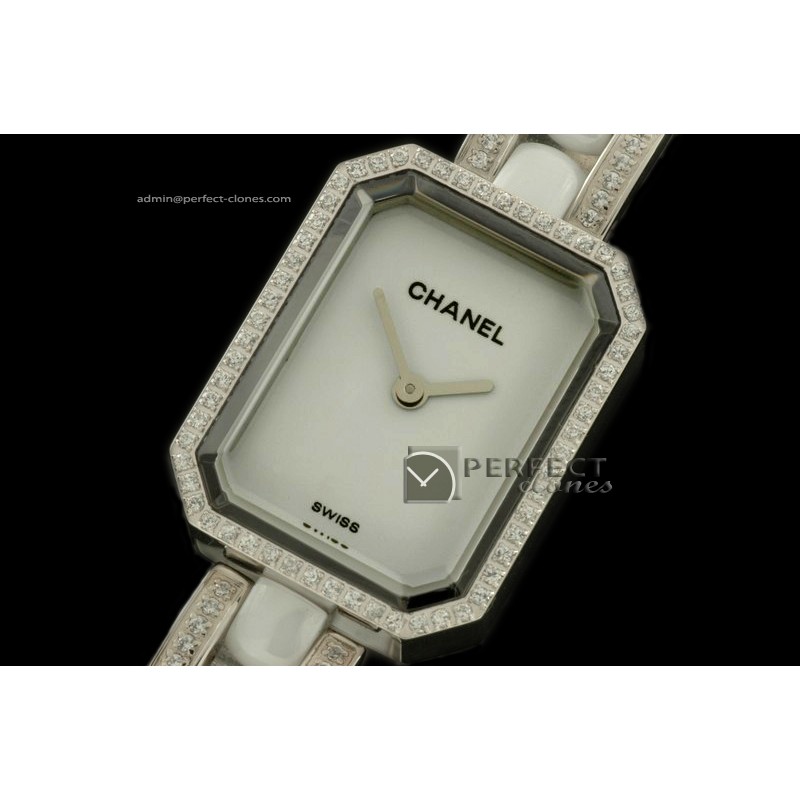 CHAPR10001 Ladies Premiere White SS/Ceramic/Diamonds Jap Qtz/Box