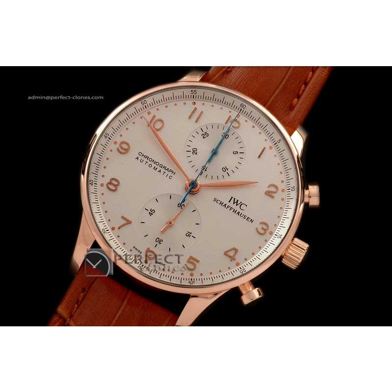 IWPG10011 Portuguese Chrono RG/LE White A-7750 New Improved