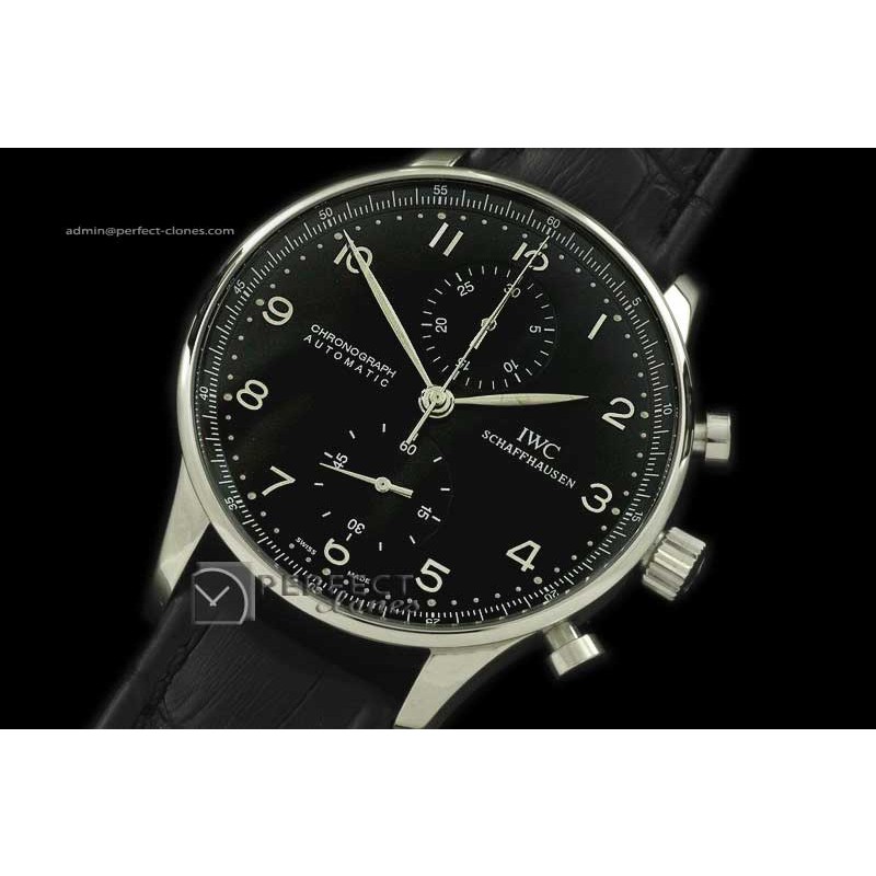 IWPG10004 Portuguese Chrono SS/LE Black A-7750 New Improved
