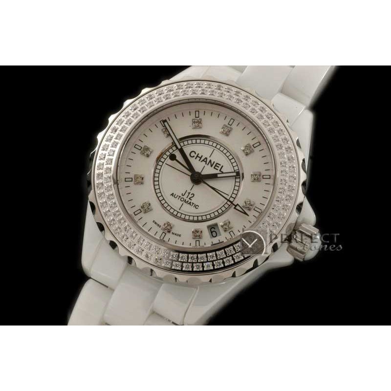 CHA01032 J12 White Ceramic / Diamonds Men Asia Eta 2836-2