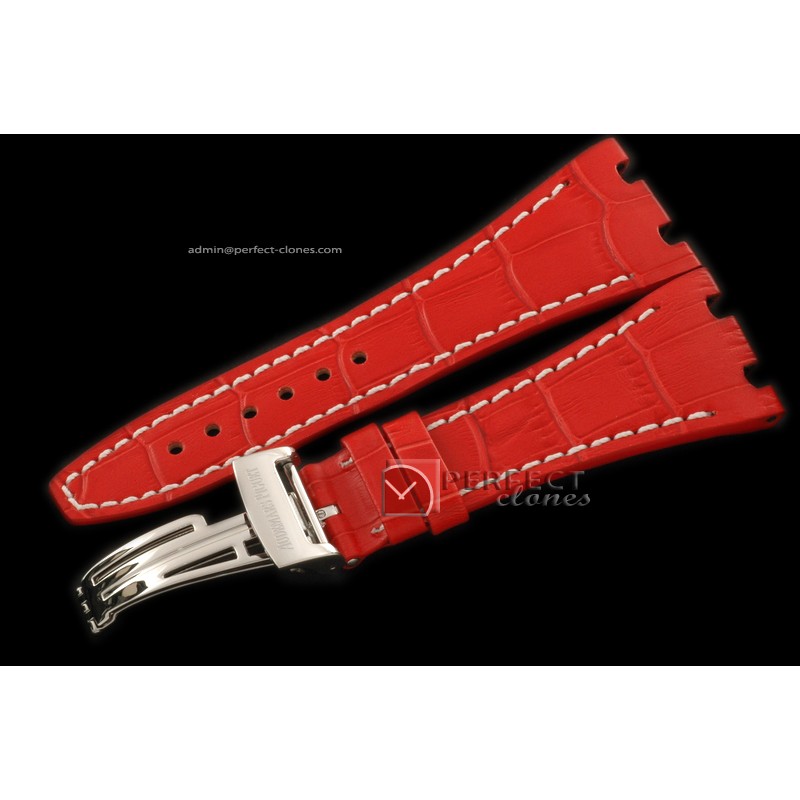 APA10006 Red Leather White Stitch Strap c/w Clasp