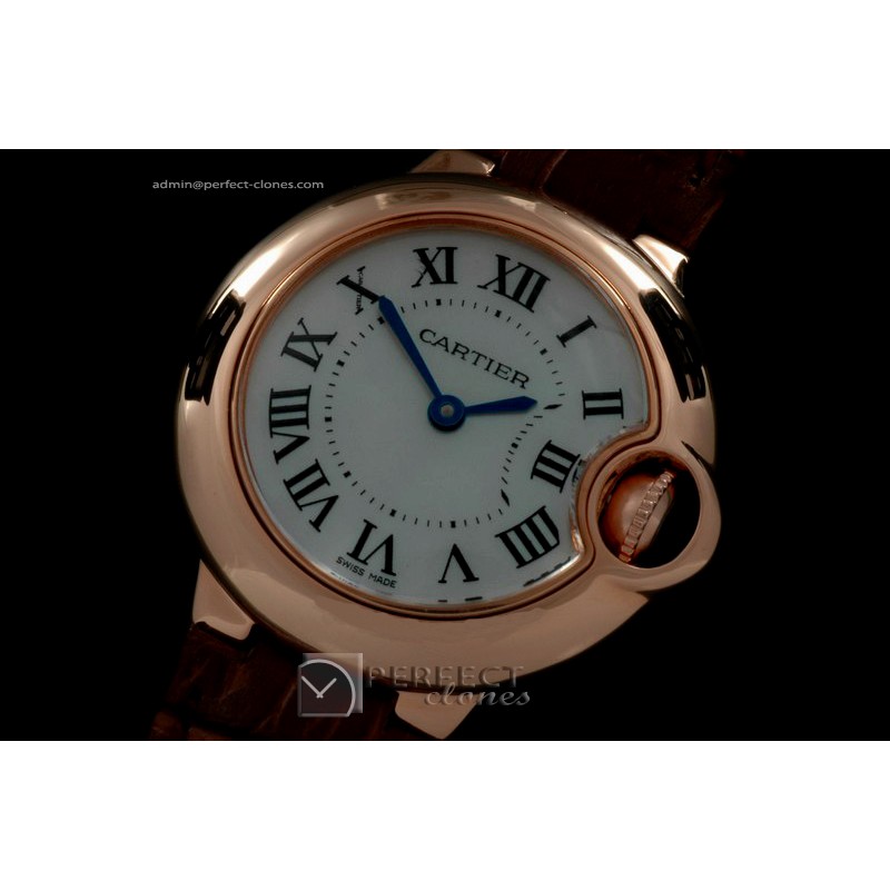 CARBA00414 Ballon Bleu de Cartier Ladies RG/LE M-Wht Swiss Quart