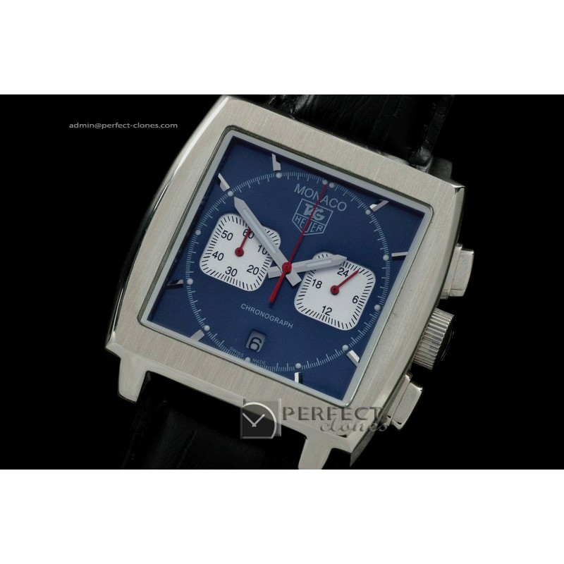 TGM10011 Monaco Classic SS/LE Blue Jap Quartz Chrono Free Ship
