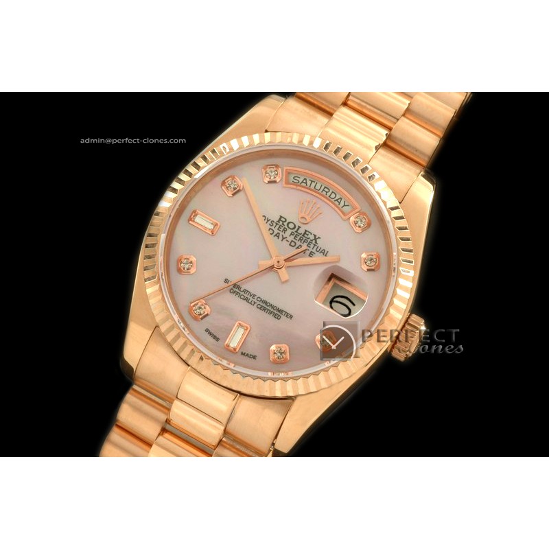 RLDDR10009 RG President MOP Pink Dial Diamond Markers Swiss Eta