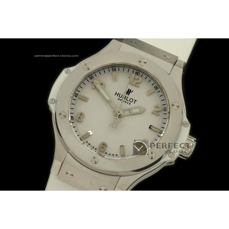 HB38-10001 Big Bang 38mm SS/Ru All White Swiss Quartz