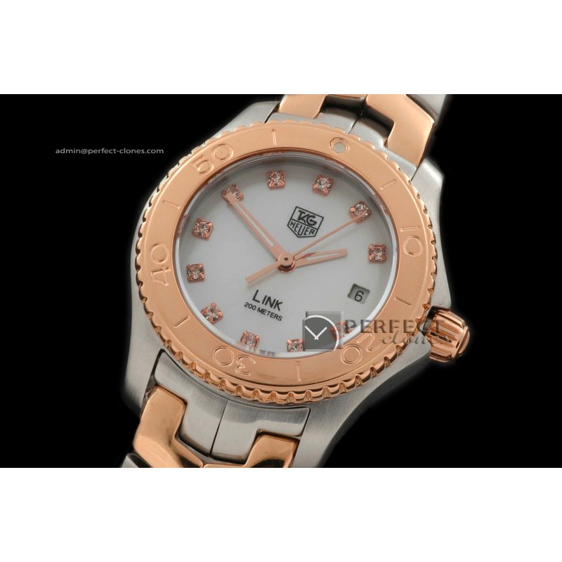 0000000TGLL01051 Link Sports Ladies TT/RG MOP Wht Diam S-Qtz