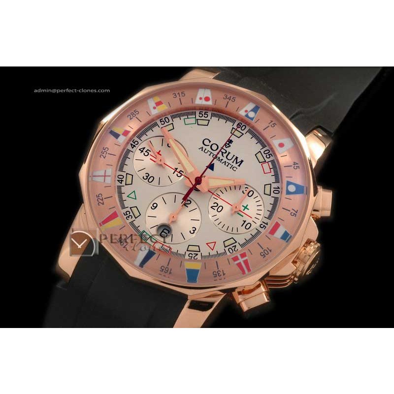 CO10063 Admiral's Cup Chronograph RG/RU White Asia 775Sec@9