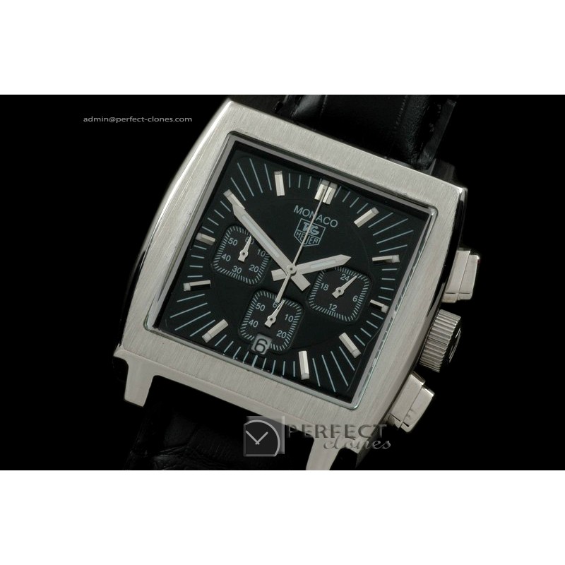 TGM10012 Monaco Classic SS/LE Black Jap Quartz Chrono Free Shi