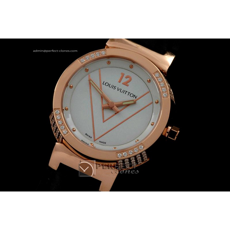 LVLV10025 Ladies Tambour V SSLE White Diam Bez Jap Quartz