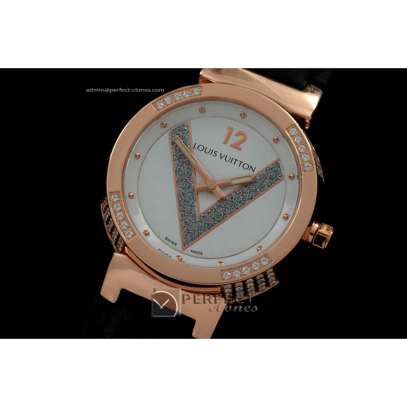 LVLV10035 Ladies Tambour V SSLE White Diam Bez Jap Quartz
