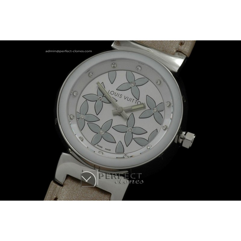 LVLE10002 Ladies Tambour Elegance SSLE White Ceramic Bez Jap Qua