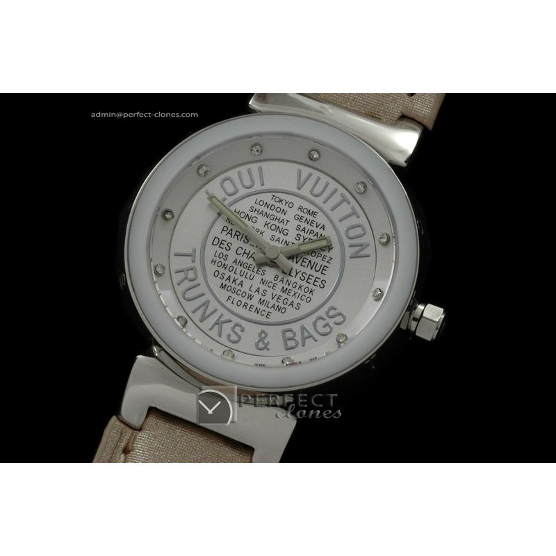 LVLTB10001 Ladies Tambour T/B SSLE White Ceramic Bez Jap Quartz