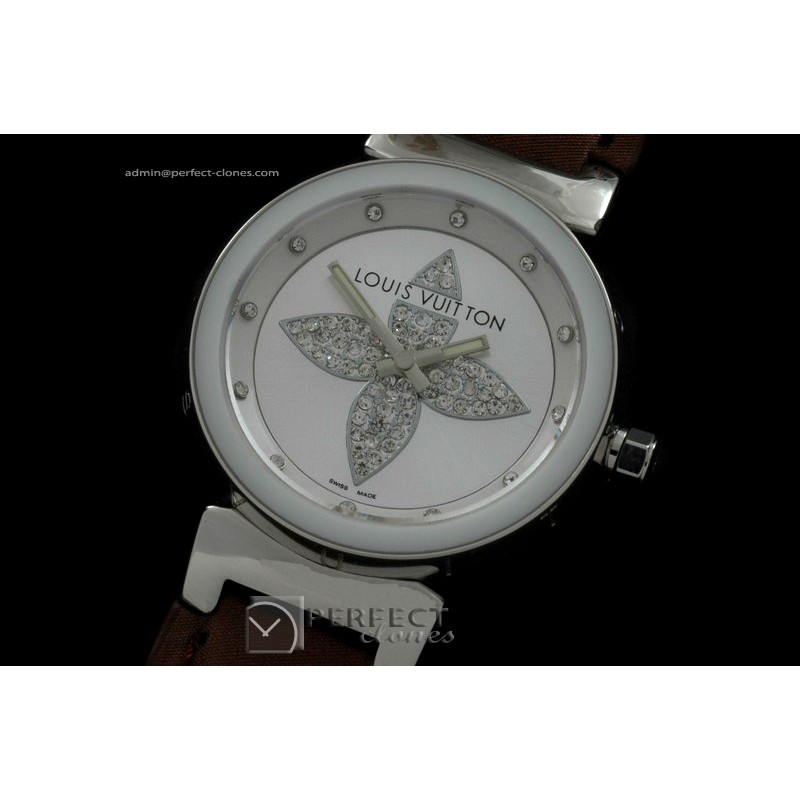 LVLB10002 Ladies Tambour Bijou SSLE White Ceramic Bez Jap Quartz