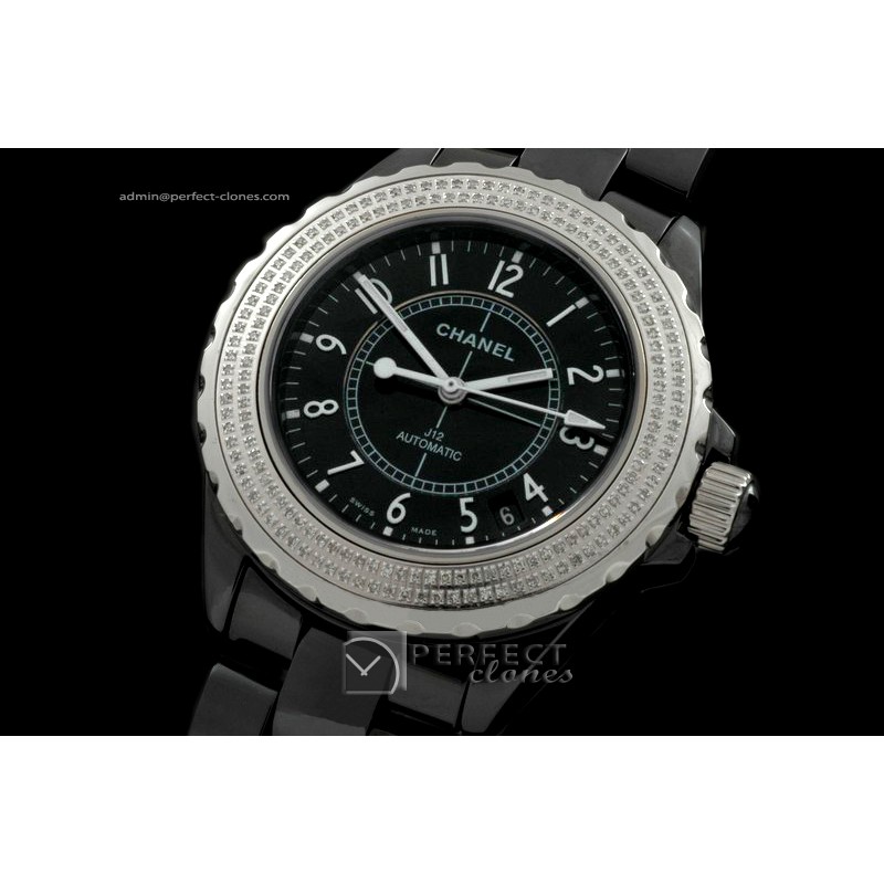 CHAA00114 Men J12 White Ceramic/Genuine Diamonds Swiss Eta 2824
