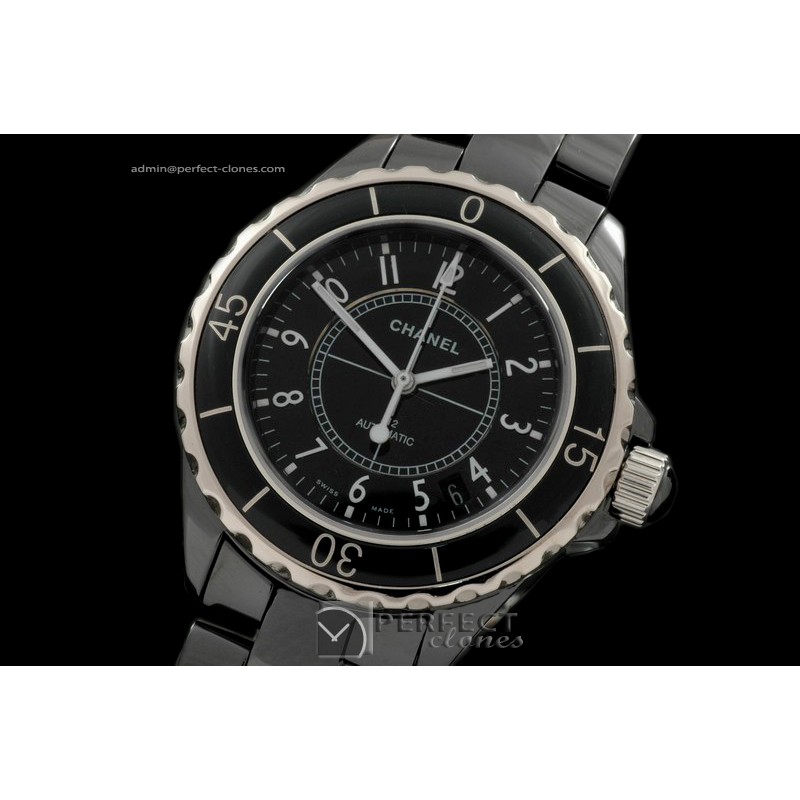 CHAA00112 Men J12 Black Ceramic Swiss Eta 2824-2