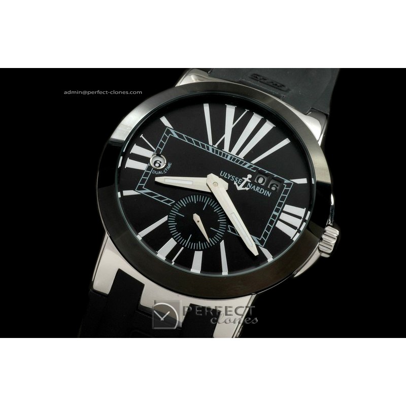 UNDT10001 Executive Dual Time SS/PVD/RU Blk Asian 2813 23J