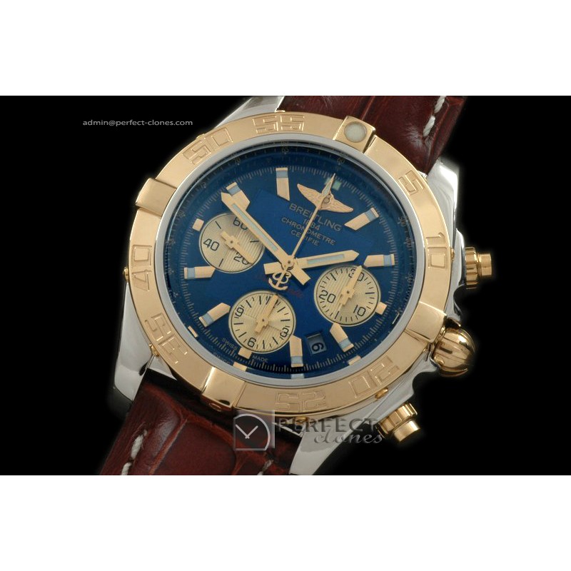 BLB01-10034L Chronomat B01 TT SS/YG/LE Blue Sticks A-7750