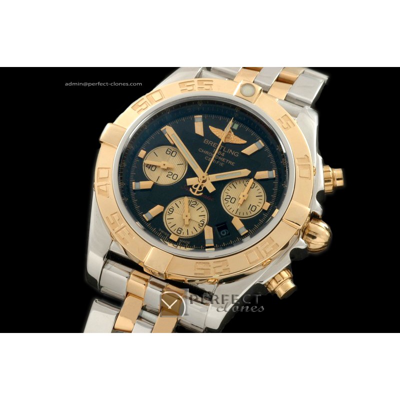 BLB01-10032 Chronomat B01 TT SS/YG Black Sticks A-7750