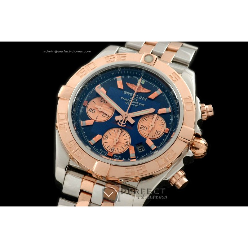 BLB01-10024 Chronomat B01 TT SS/RG Blue Sticks A-7750