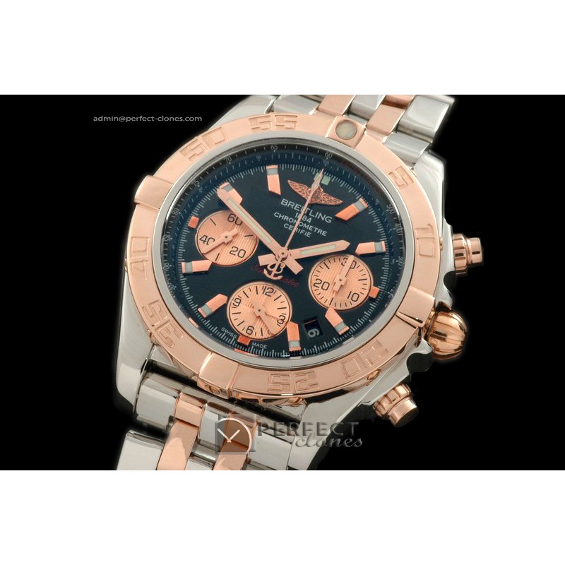 BLB01-10022 Chronomat B01 TT SS/RG Black Sticks A-7750