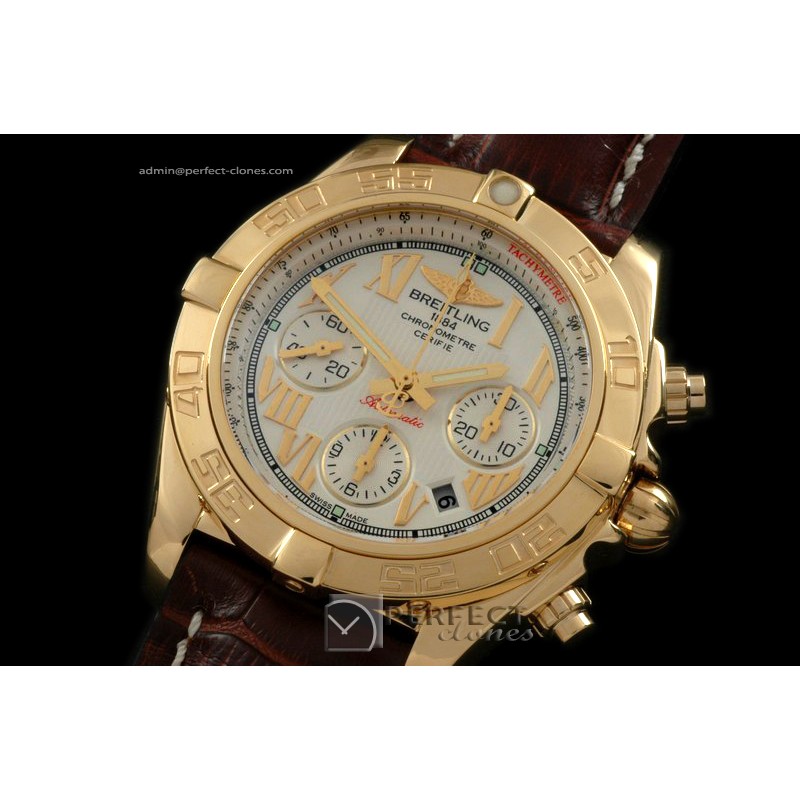 BLB01-10081L Chronomat B01 YG/LE White Roman Sticks A-7750