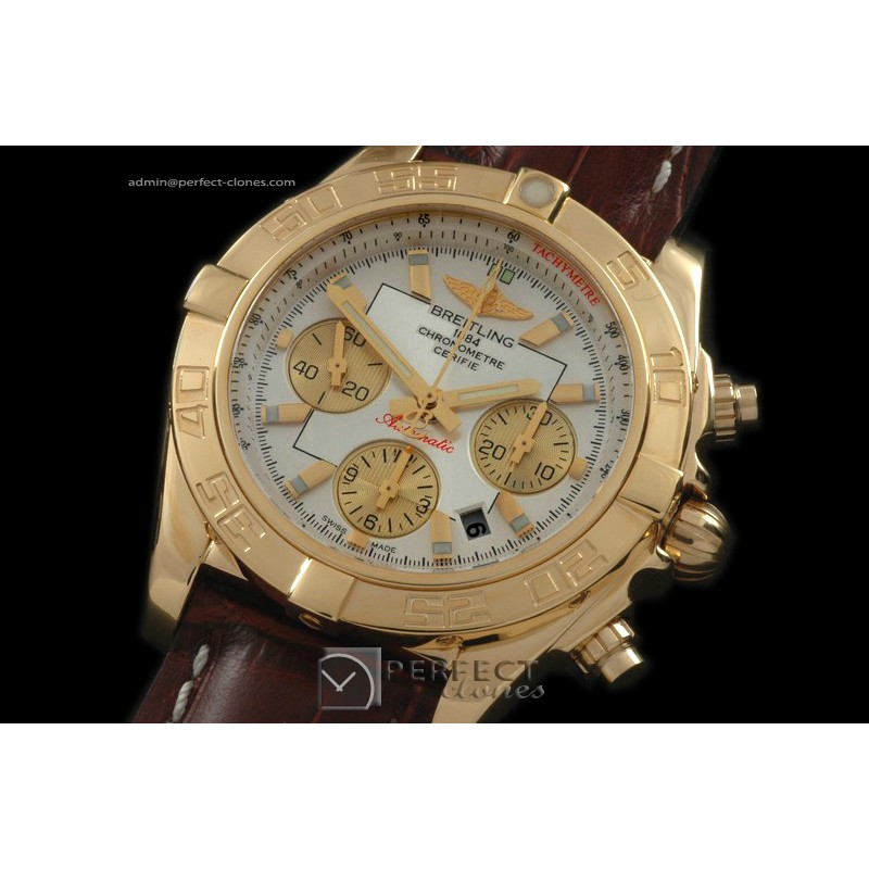 BLB01-10071L Chronomat B01 YG/LE White Sticks A-7750