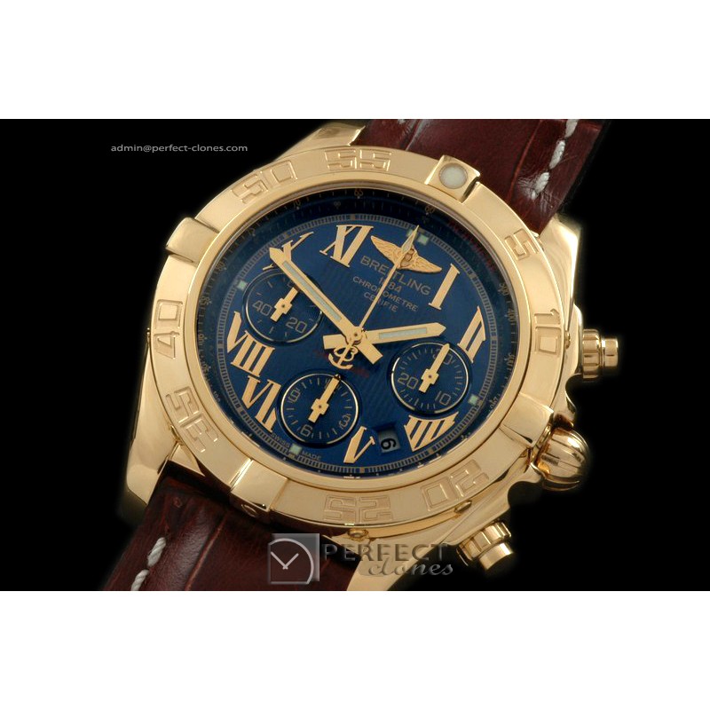 BLB01-10084L Chronomat B01 YG/LE Blue Roman Sticks A-7750